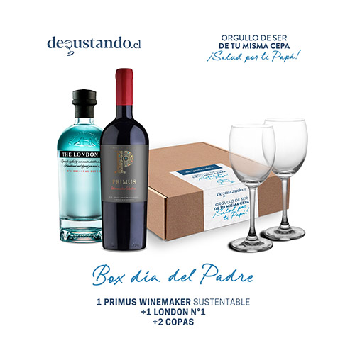 degustando.cl lanza el regalo perfecto para el día del padre que incluye un primus winemaker selection, un gin the london nº1 más dos copas